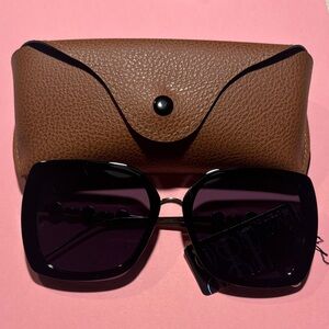 Stylish Black Sunglasses with Brown Case
